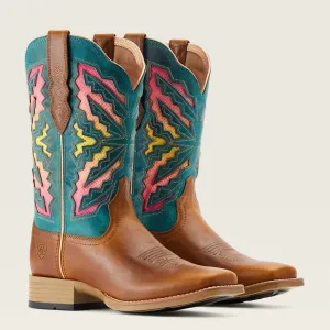 Women's Laney Western Boot In Tan/teal