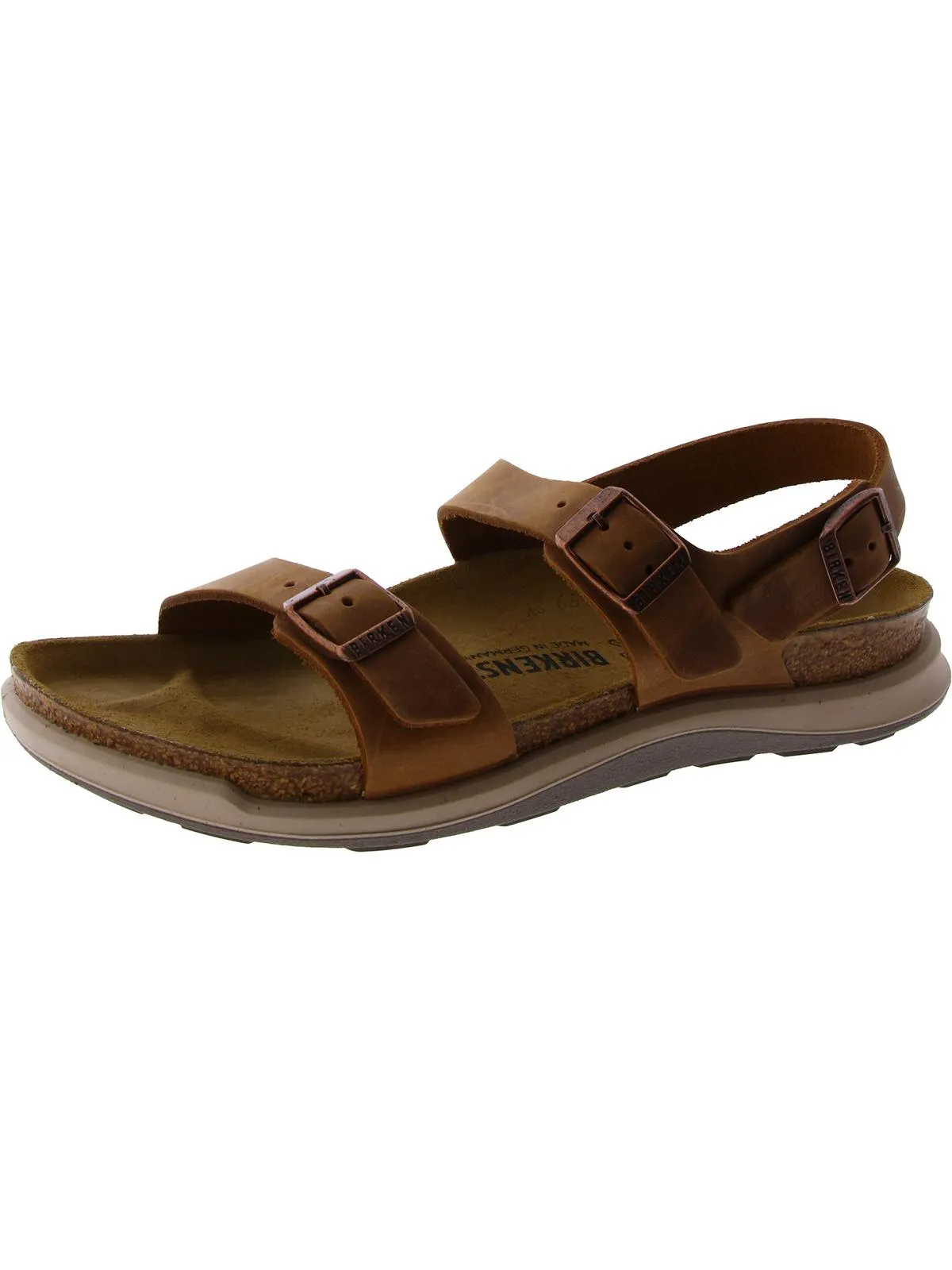 Womens Leather Footbed Strappy Sandals