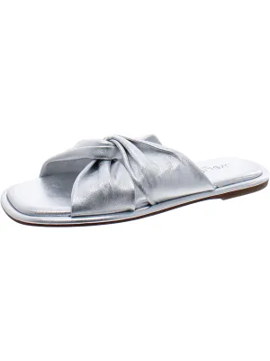 Womens Leather Slip On Slide Sandals