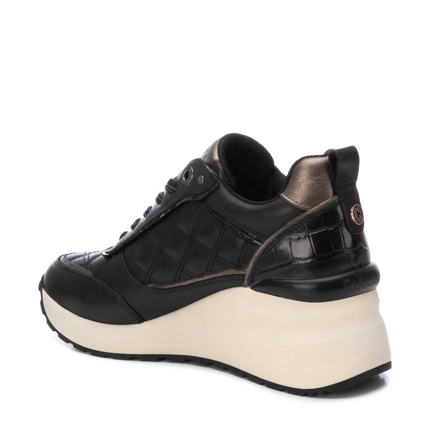 Women's Leather Sneakers In Black