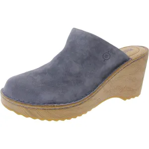Womens Leather Wedge Mules