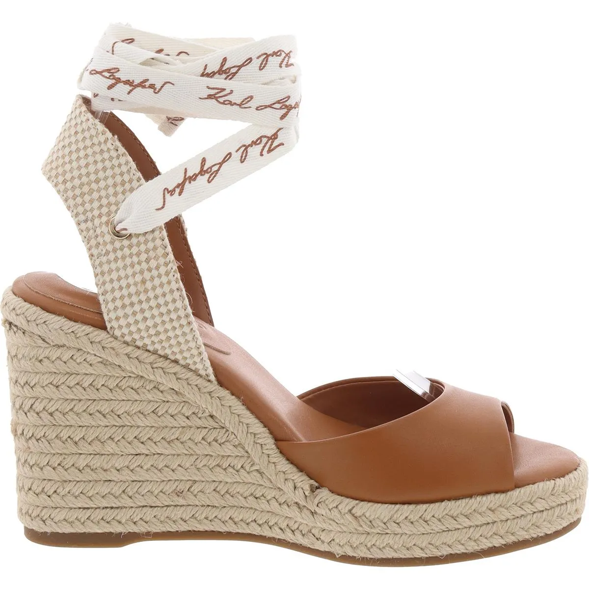 Womens Logo Leather Espadrille Heels