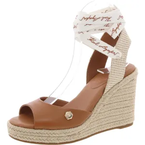 Womens Logo Leather Espadrille Heels