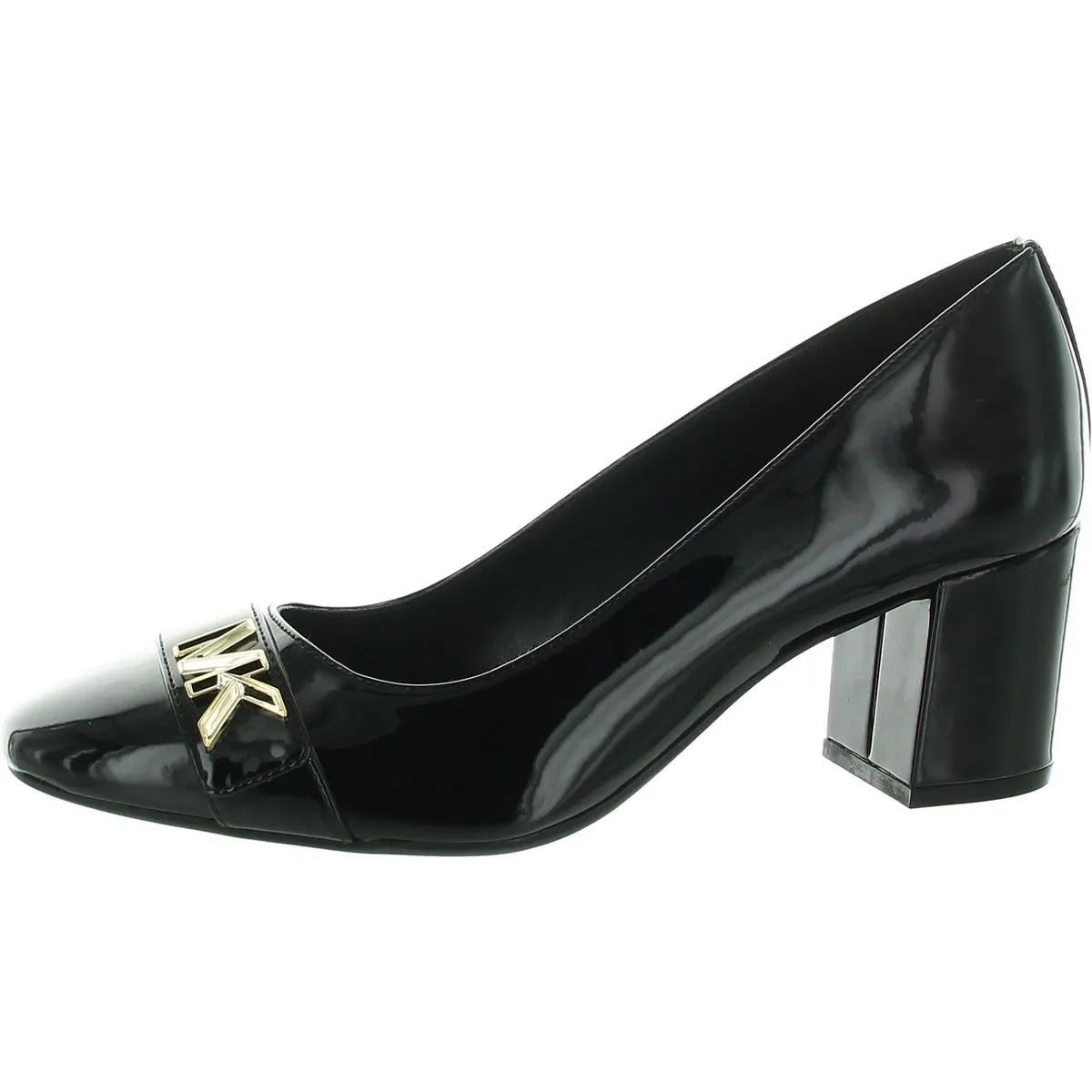 Womens Logo Patent Leather Block Heels