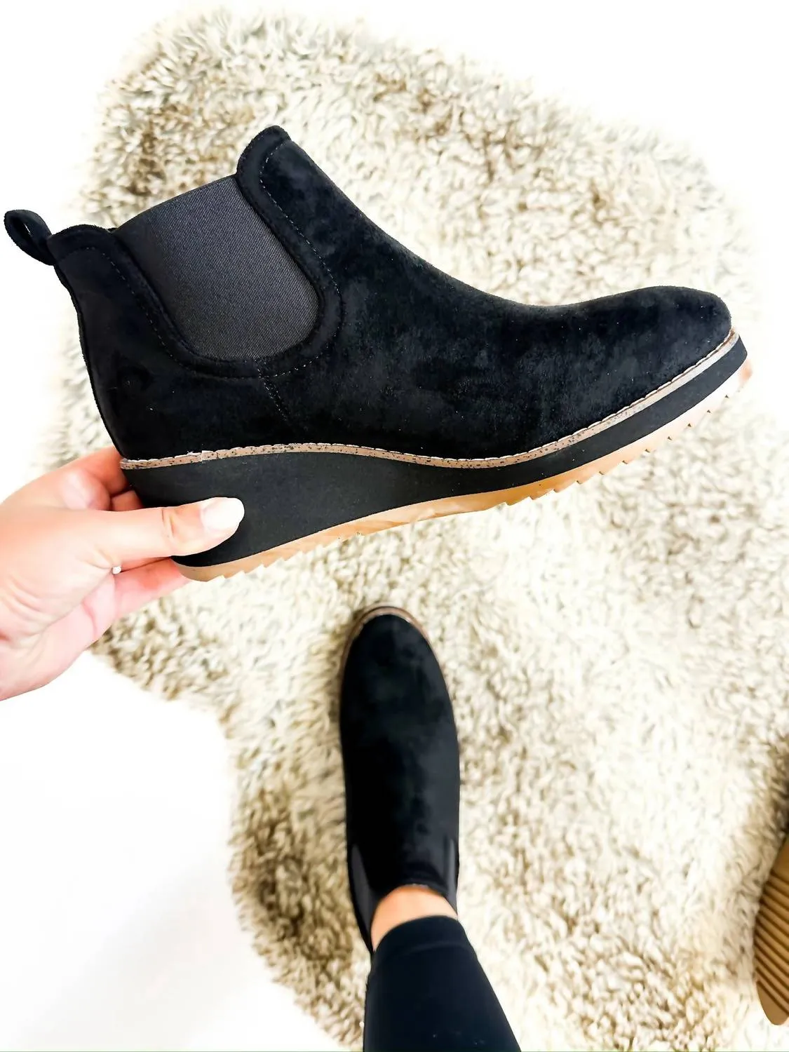 Women's Love You A Latte Boot In Black Faux Suede