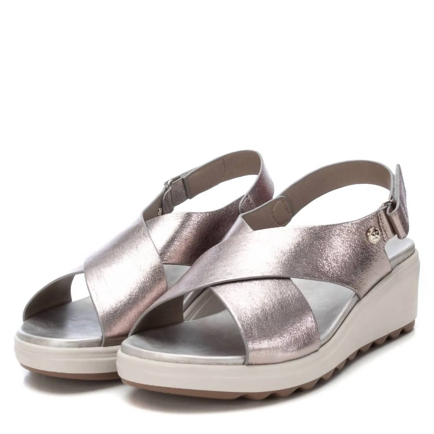 Women's Low Wedge Sandals In Silver