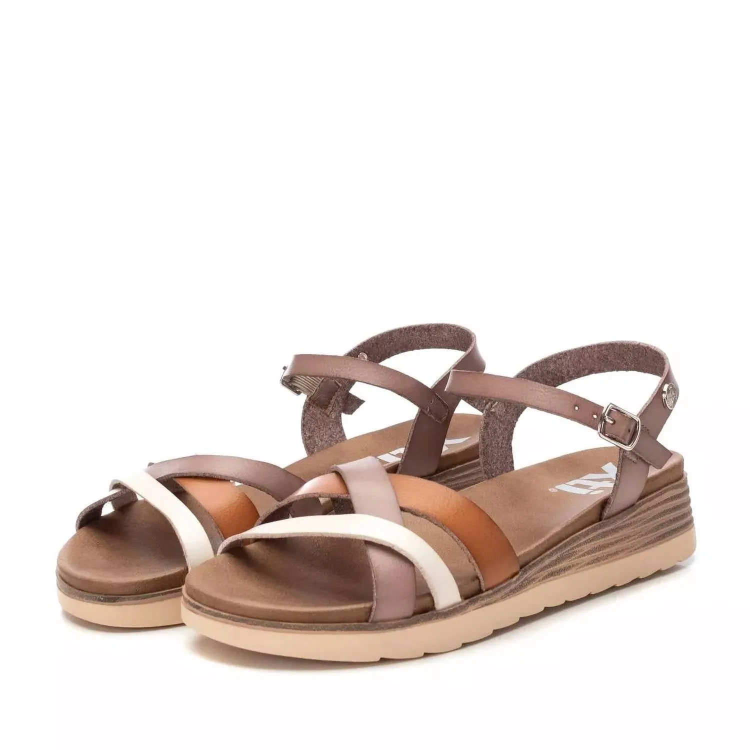 Women's Low Wedge Strappy Sandals In Bronze