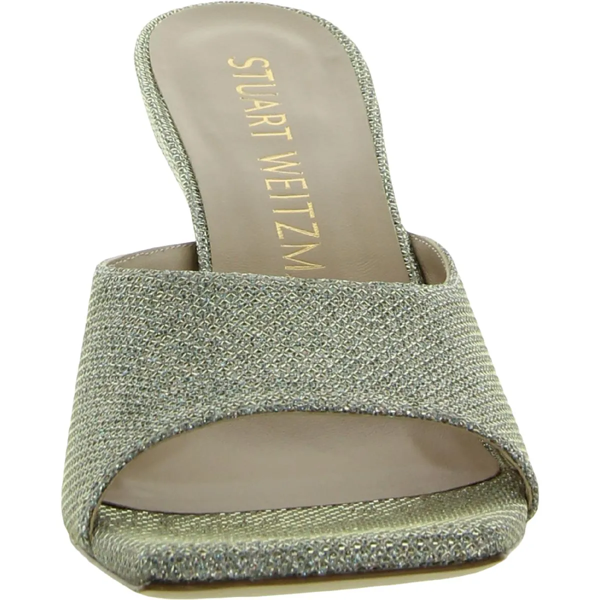 Womens Metallic Square Toe Mules