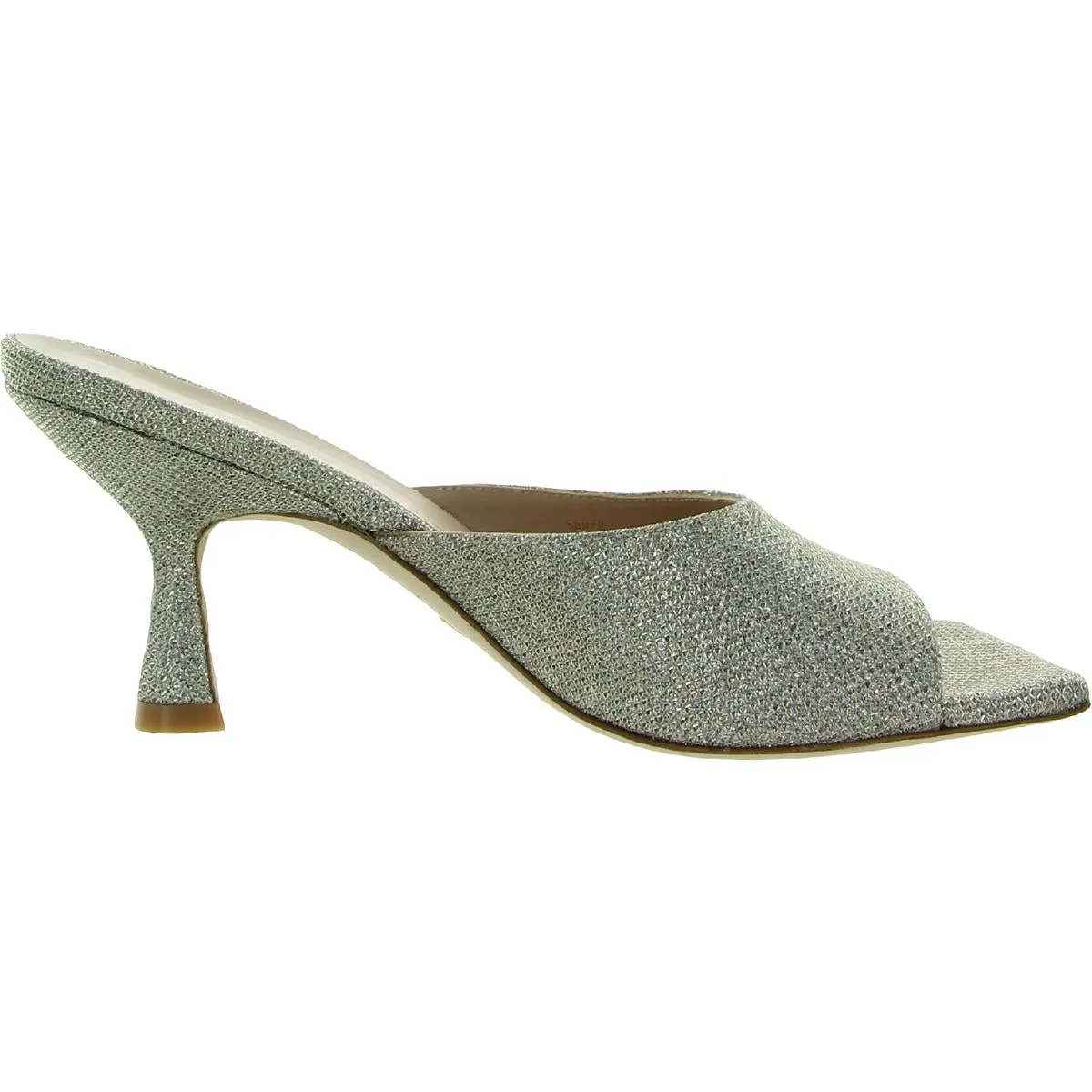 Womens Metallic Square Toe Mules