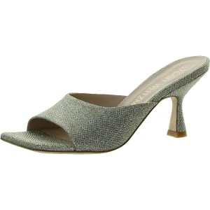 Womens Metallic Square Toe Mules