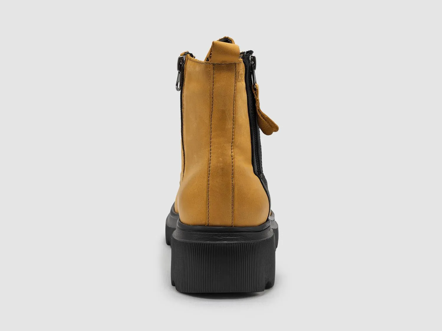 Women's Modern Lined Zip-Up Leather Boots In Yellow