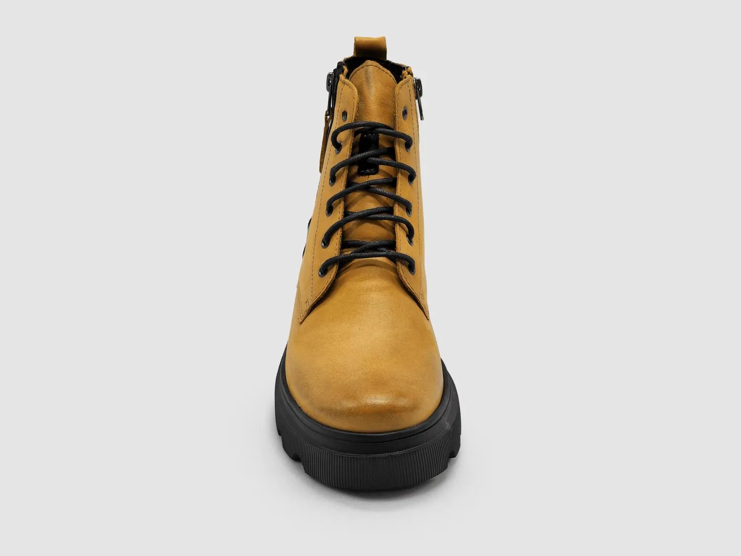 Women's Modern Lined Zip-Up Leather Boots In Yellow