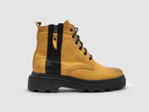 Women's Modern Lined Zip-Up Leather Boots In Yellow