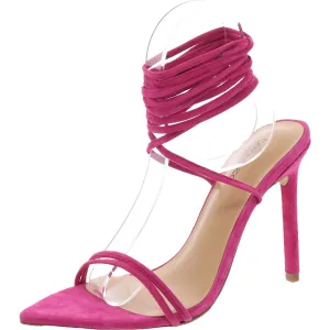 Womens Padded Insole Faux Suede Lace-Up Heels