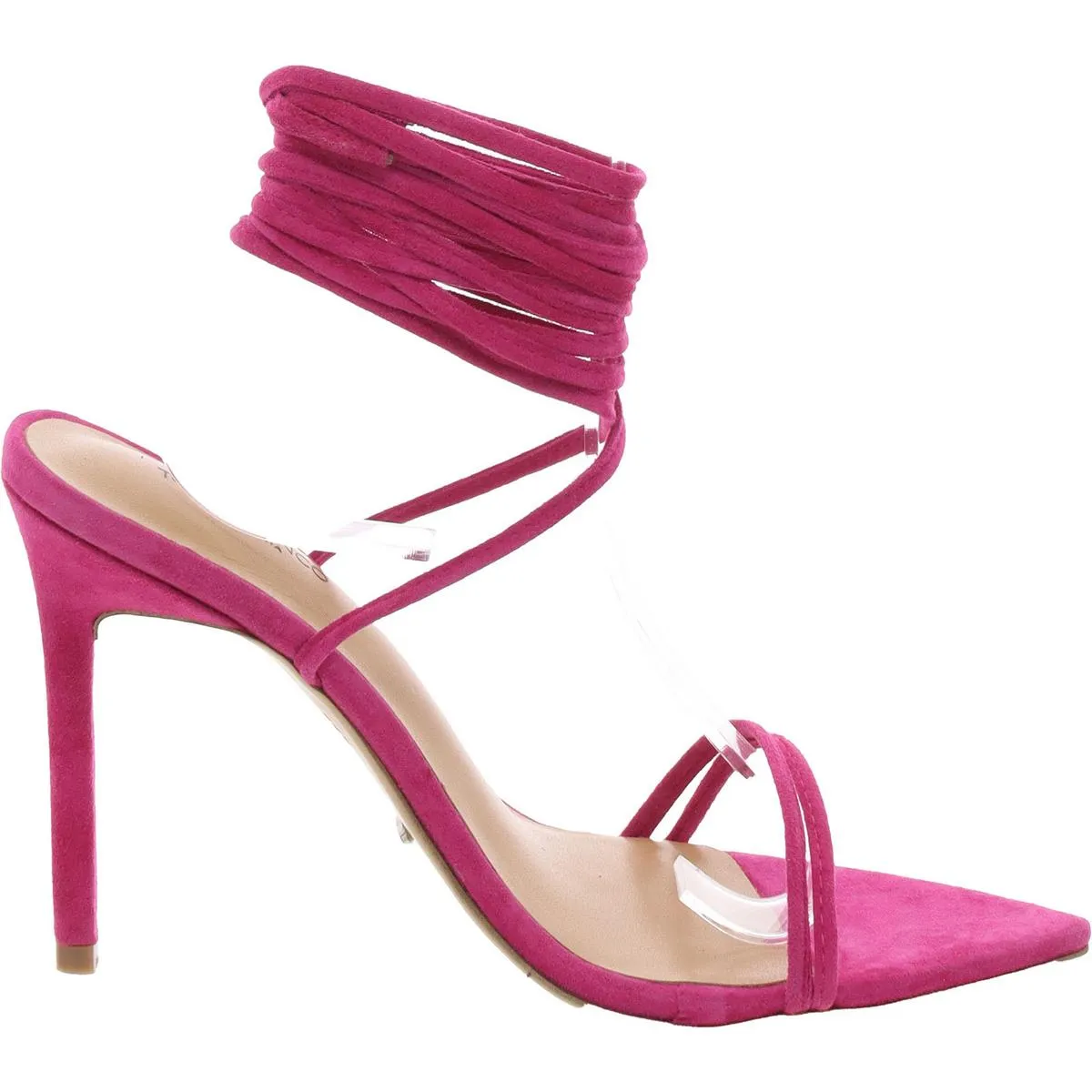 Womens Padded Insole Faux Suede Lace-Up Heels