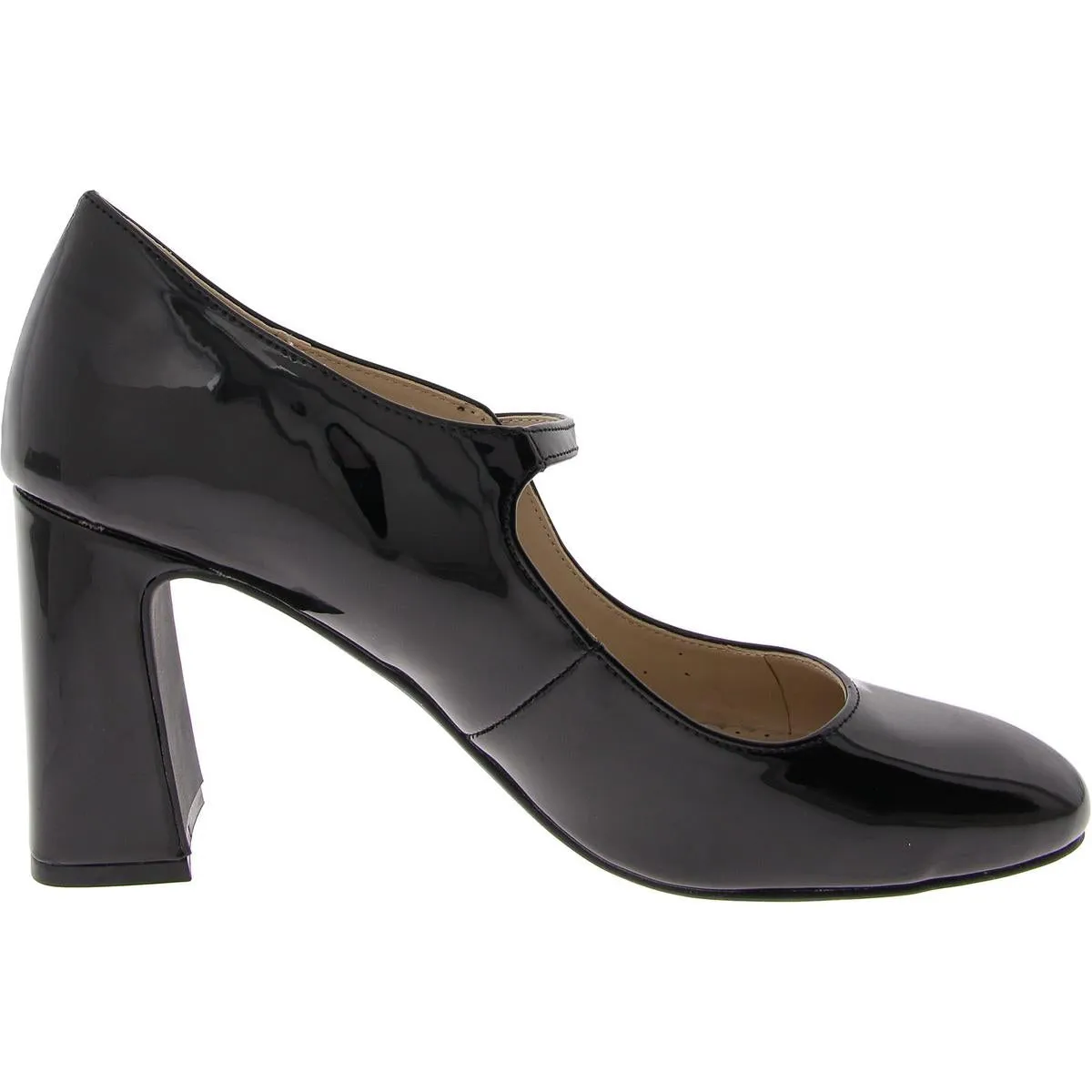 Womens Patent Closed Toe Mary Jane Heels