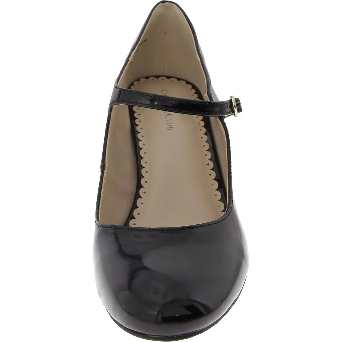 Womens Patent Closed Toe Mary Jane Heels