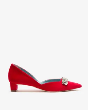 Women's Paula Mini Block Velvet Heel In Red