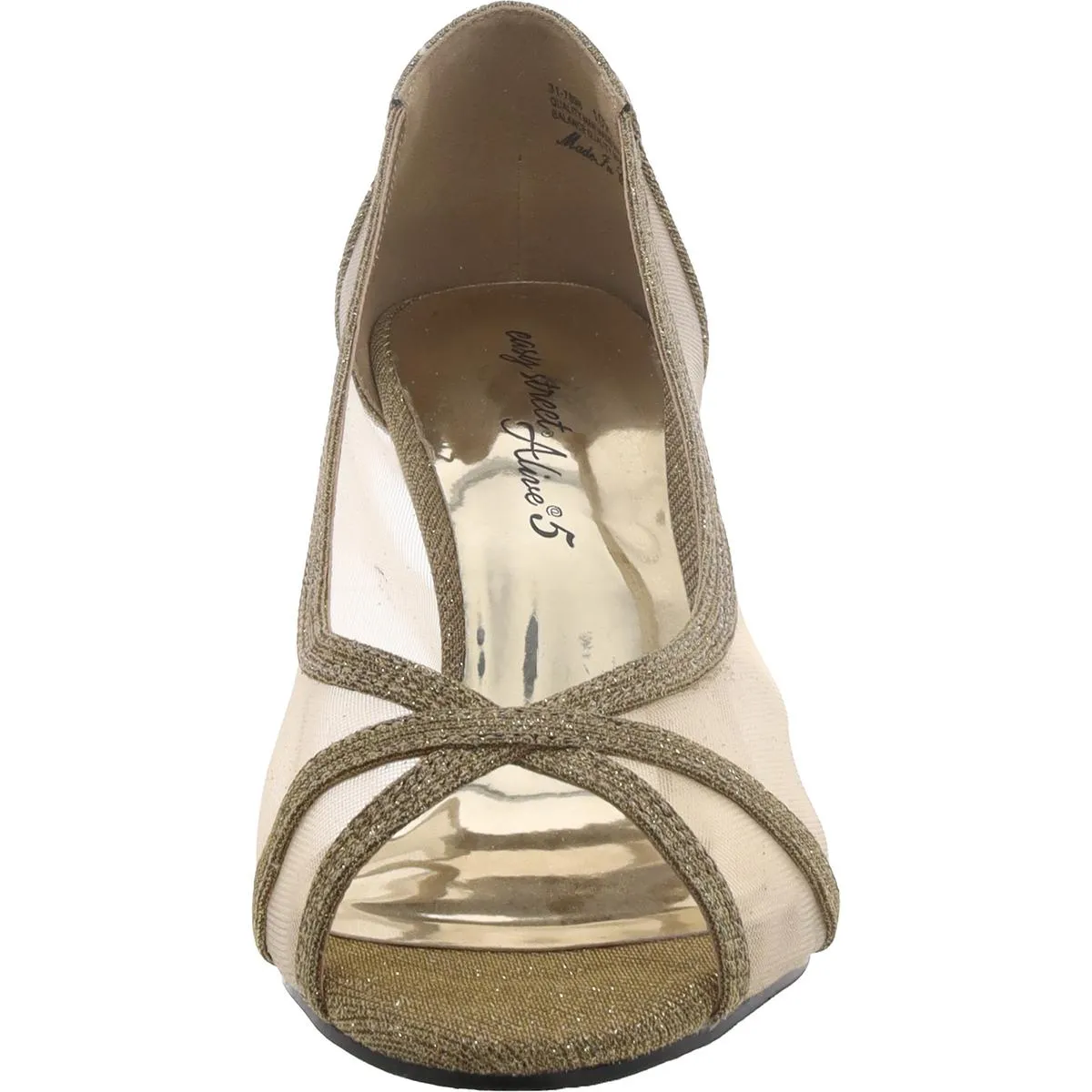 Womens Peep Toe Glitter Kitten Heels