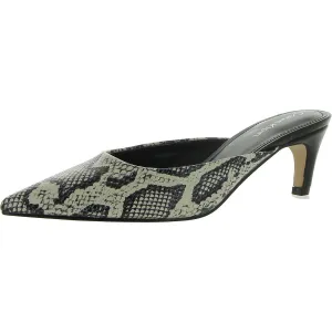Womens Pointed Toe Kitten Heel Mules