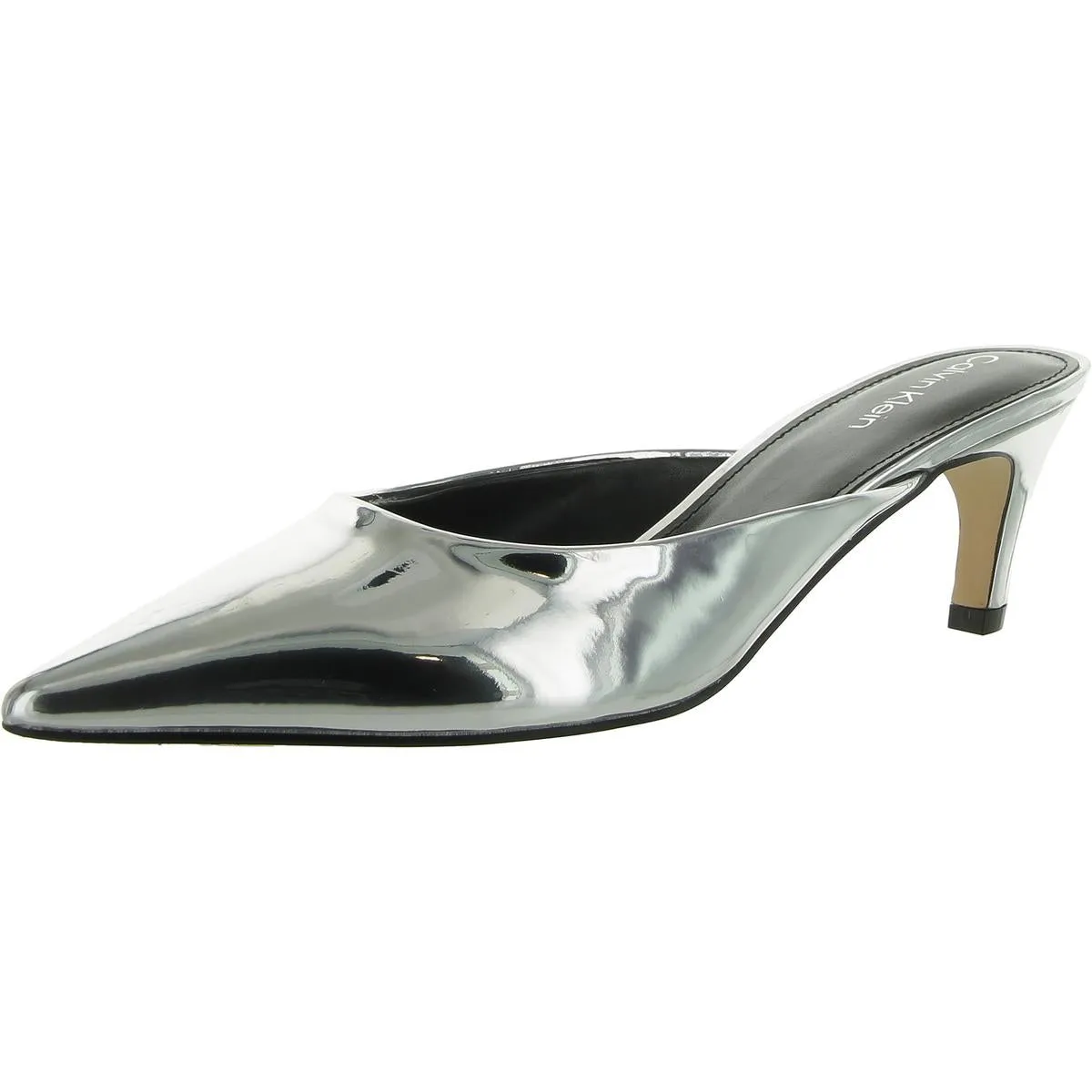 Womens Pointed Toe Kitten Heel Mules