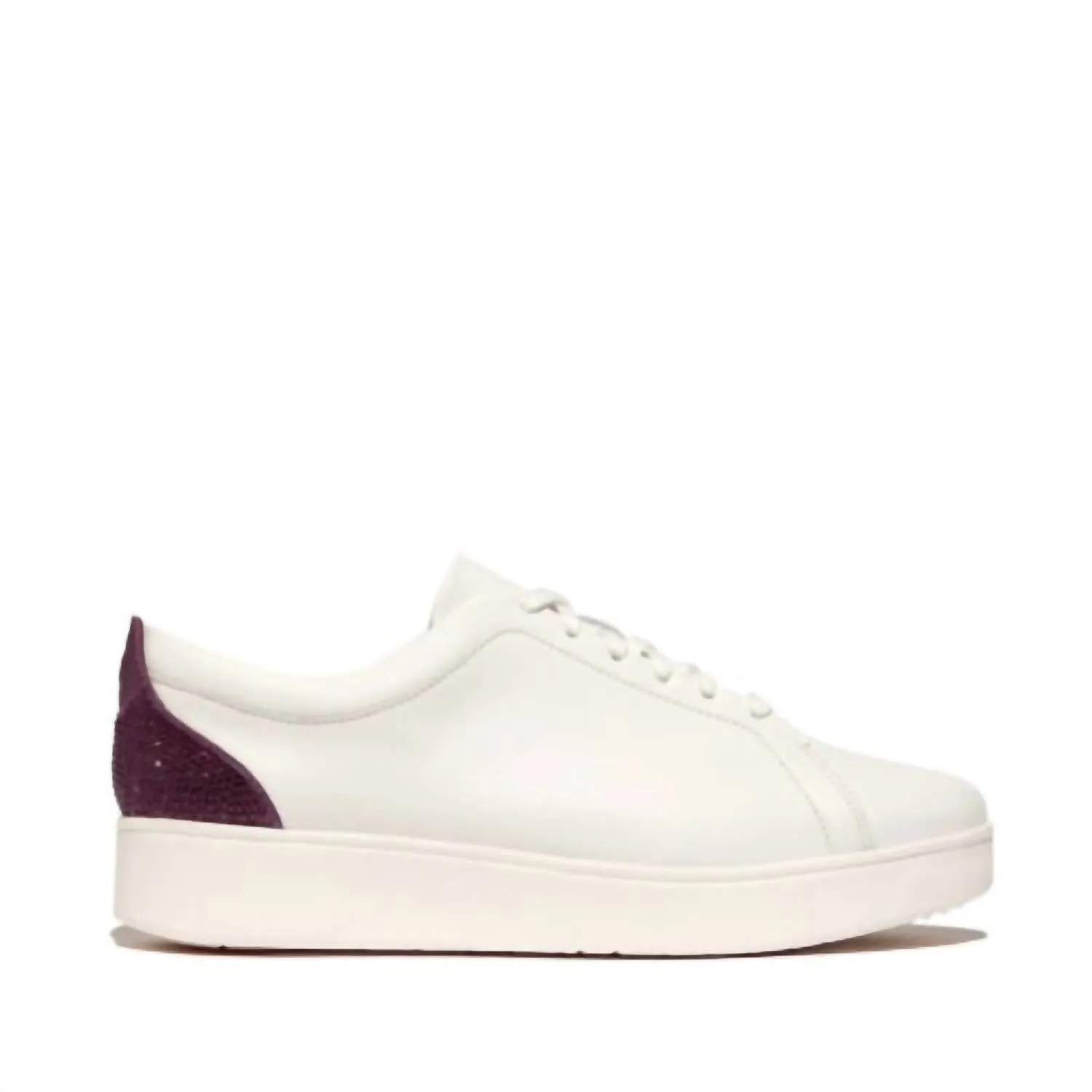 Women's Rally Crystal Backtab Leather Sneaker In Urban White/ Mauve Wine