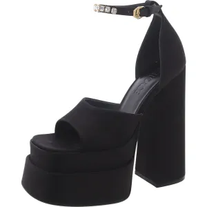 Womens Satin Adjustable Block Heel