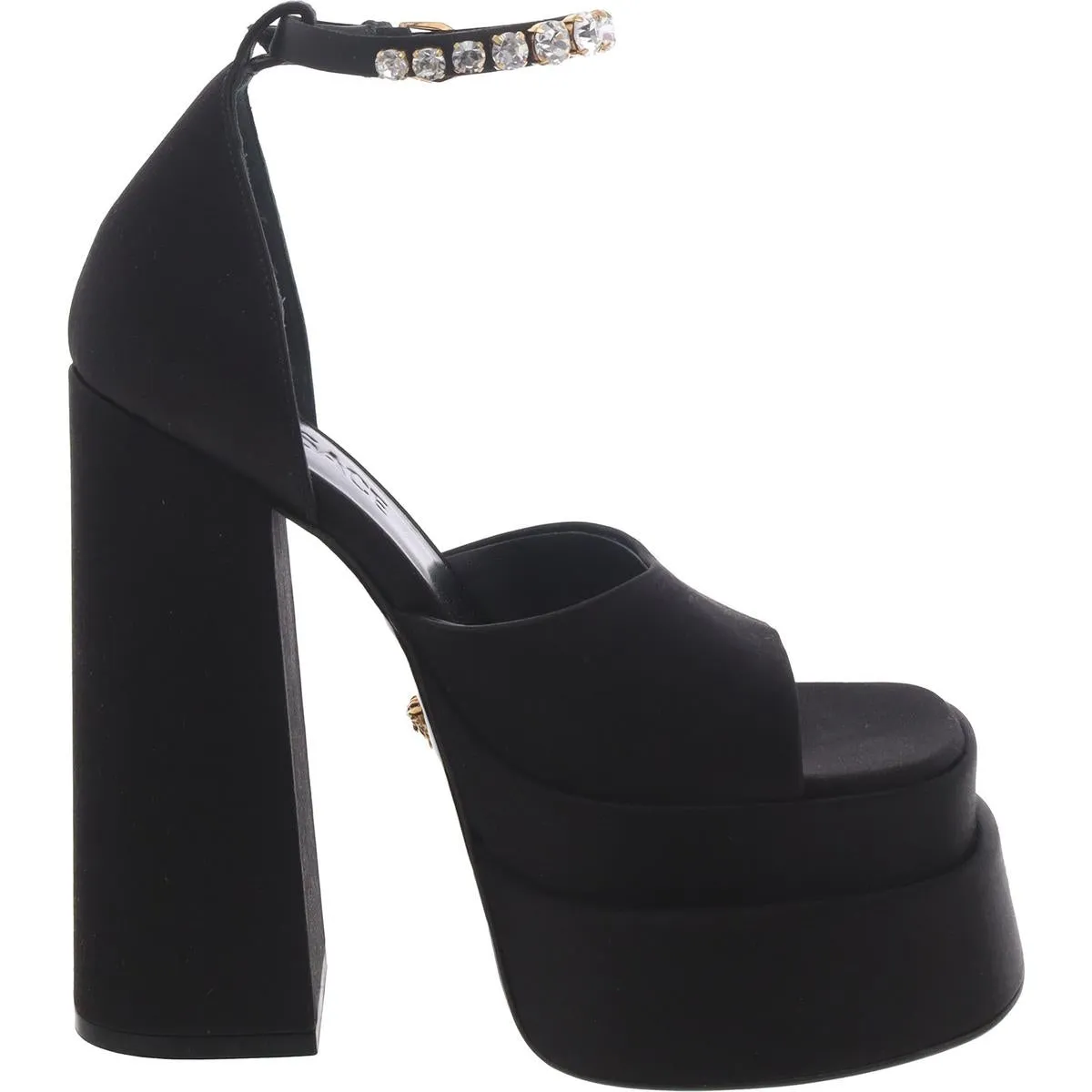 Womens Satin Adjustable Block Heel