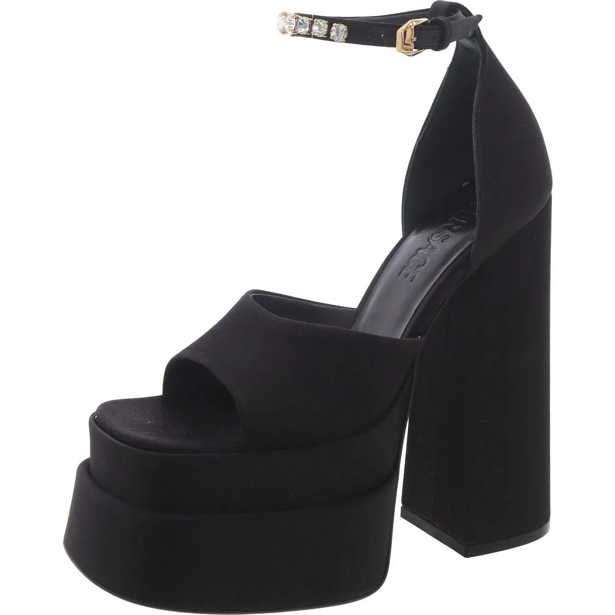 Womens Satin Adjustable Block Heel