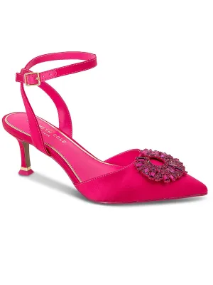 Womens Satin Pointed Toe Slingback Heels
