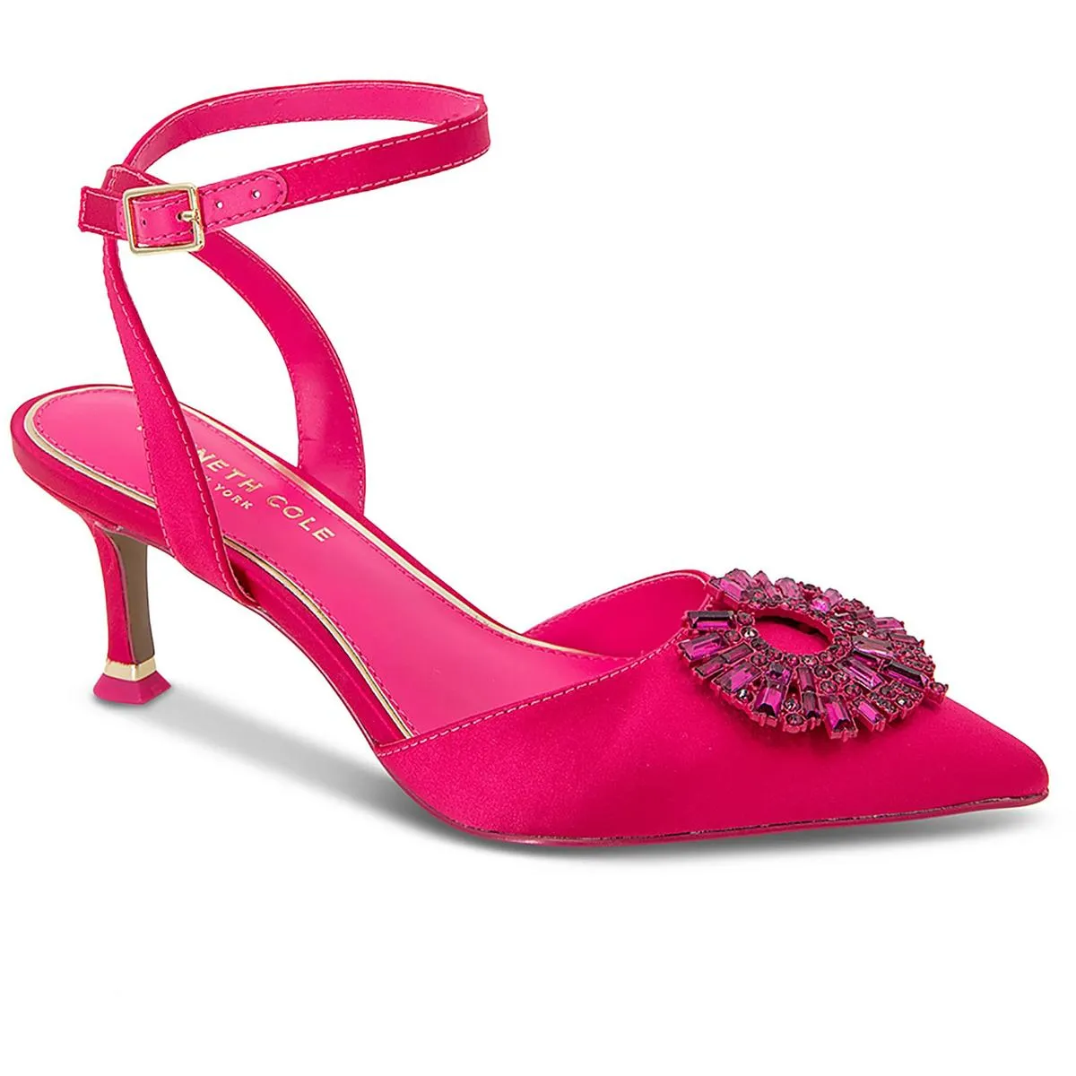 Womens Satin Pointed Toe Slingback Heels