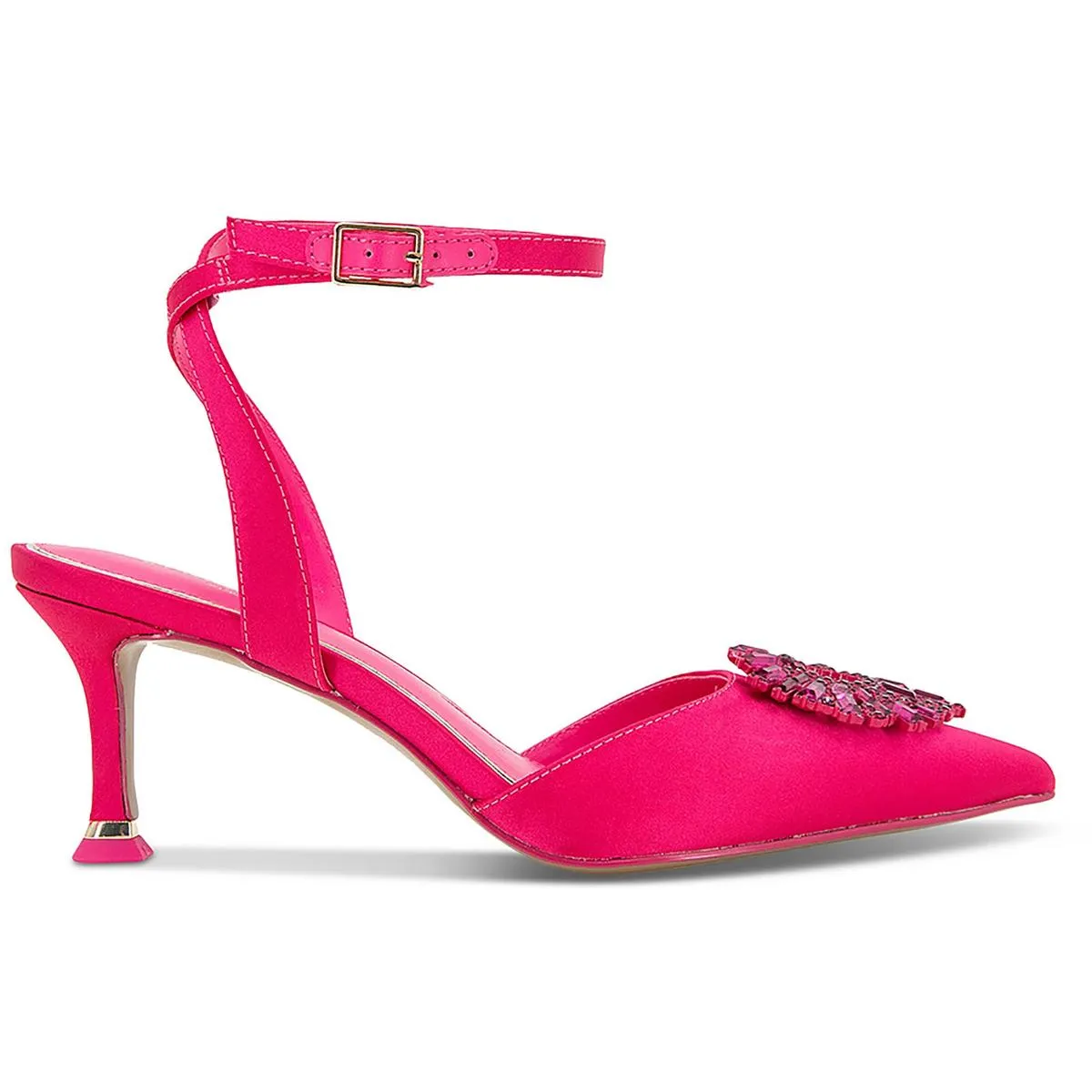 Womens Satin Pointed Toe Slingback Heels