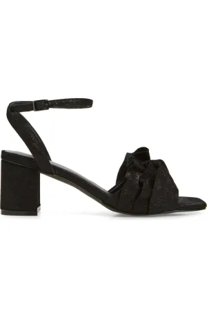Women's Serenity Square Toe Sandal In Black Metallic Leather