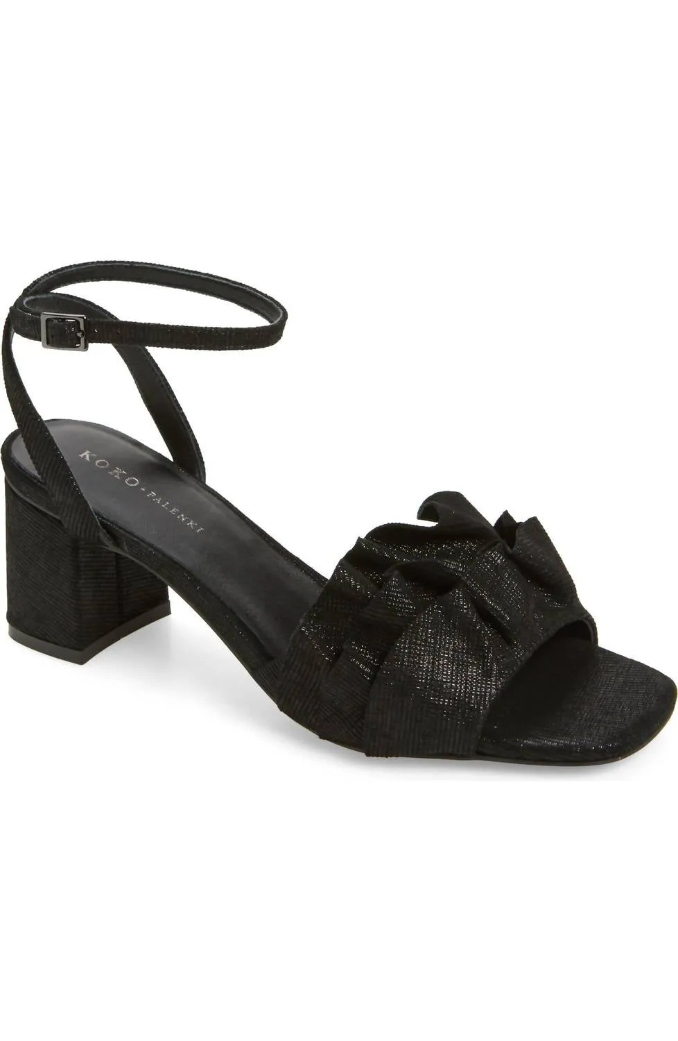 Women's Serenity Square Toe Sandal In Black Metallic Leather