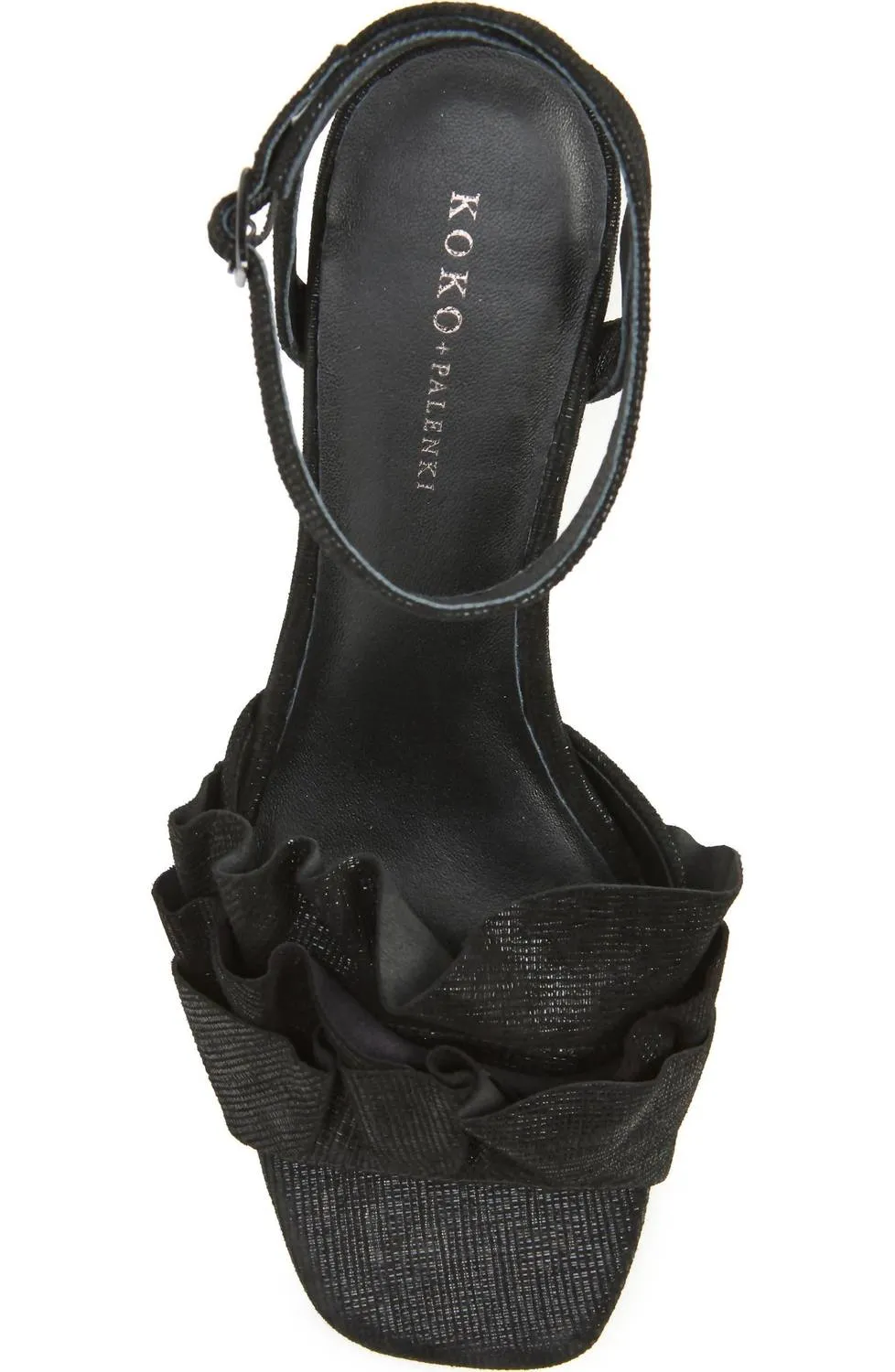 Women's Serenity Square Toe Sandal In Black Metallic Leather