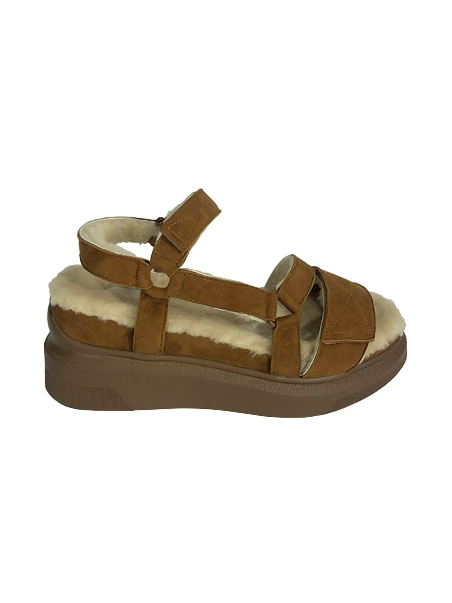 Women's Shearling Sandals In Russet Suede