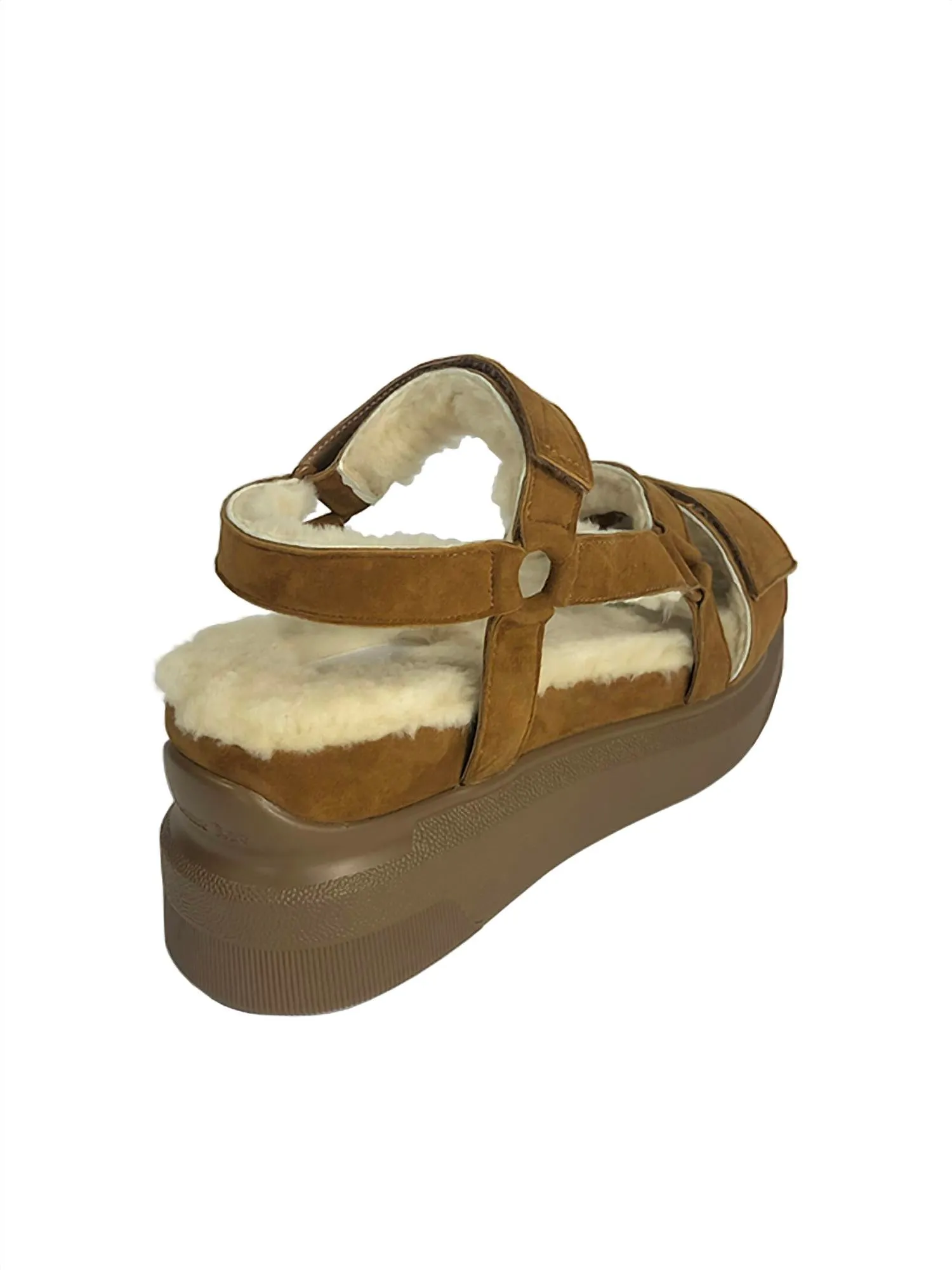 Women's Shearling Sandals In Russet Suede