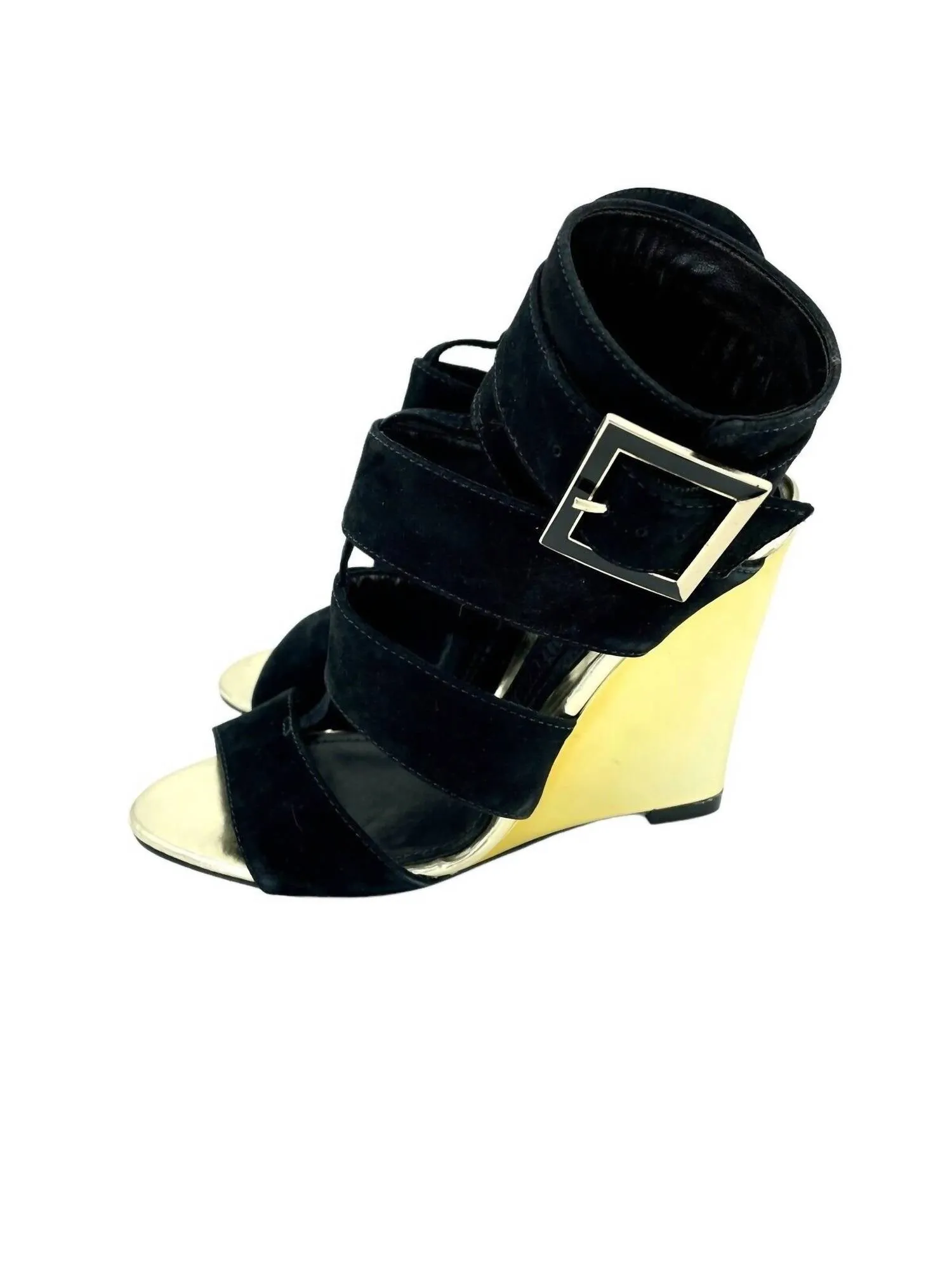 Women's Shine Wedge Suede Heels In Black
