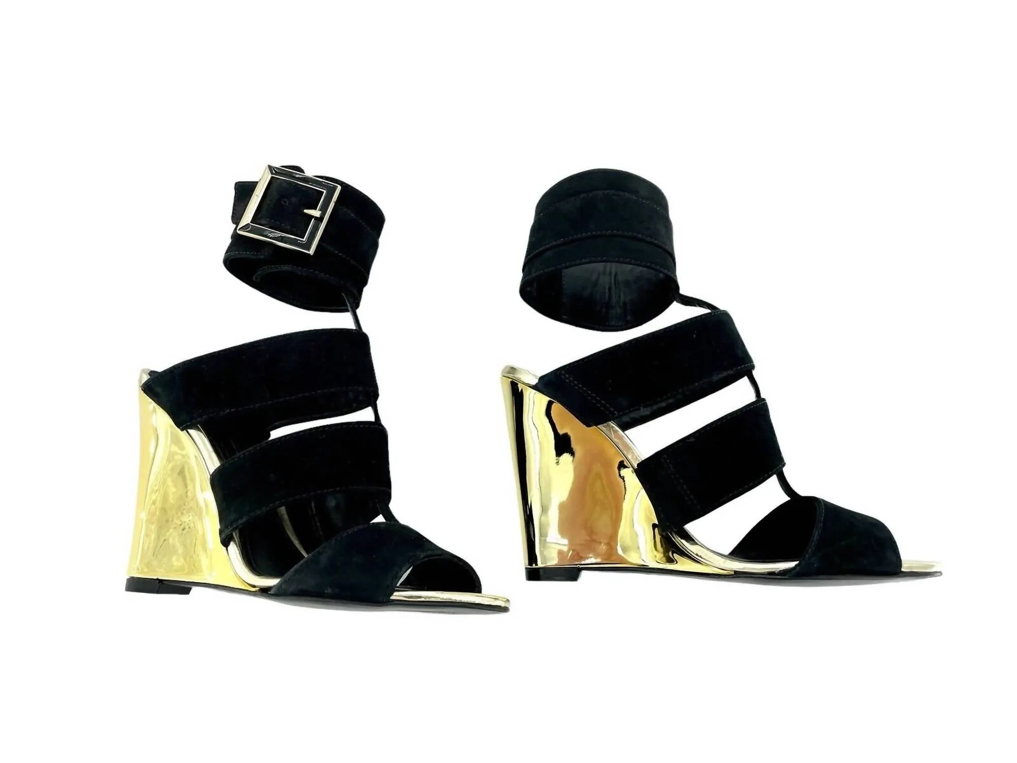 Women's Shine Wedge Suede Heels In Black
