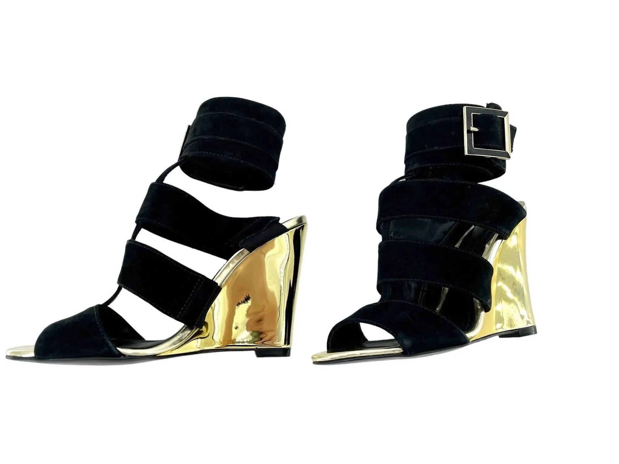 Women's Shine Wedge Suede Heels In Black