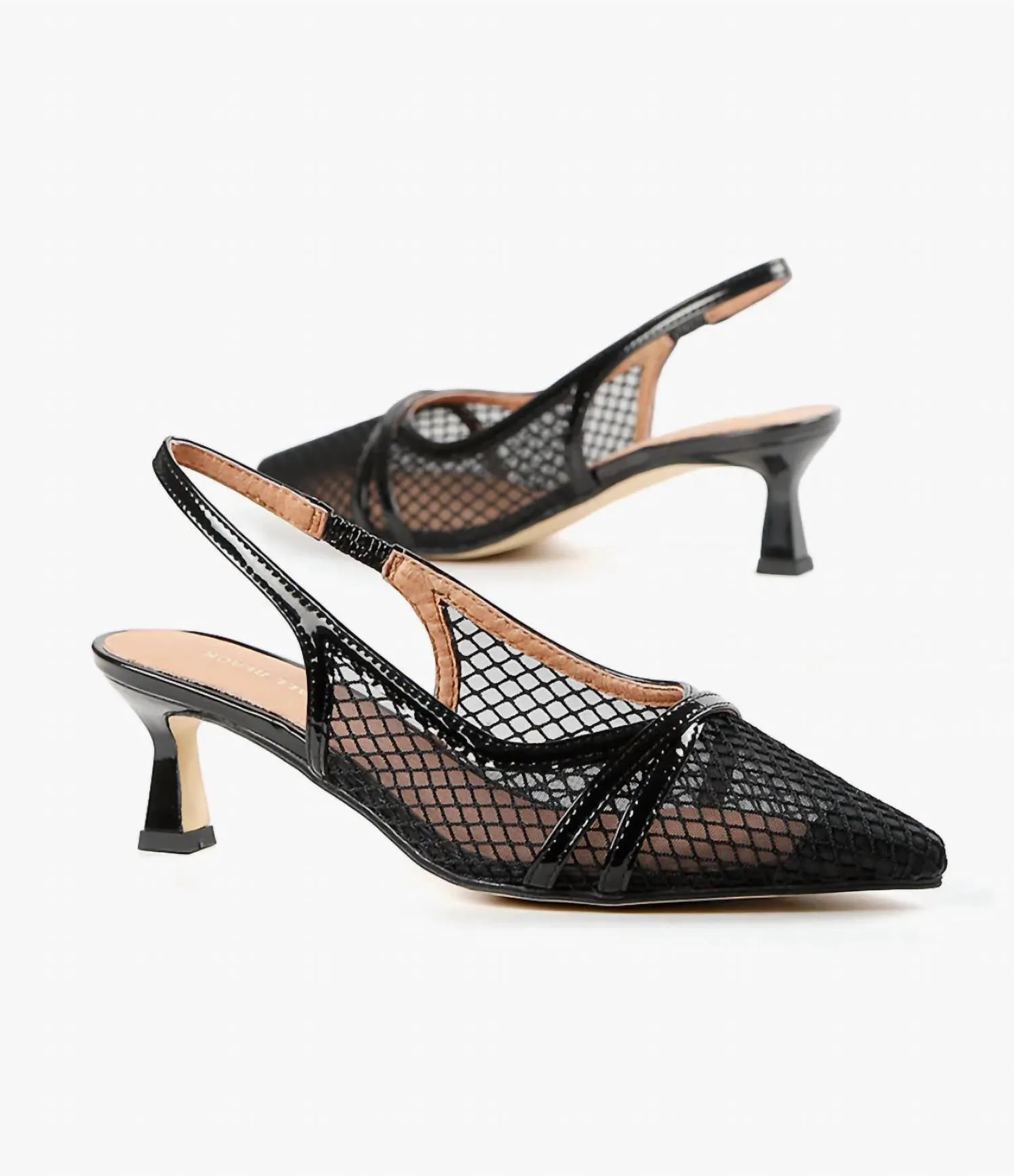 Women's Sling Back Kitten Heel In Black