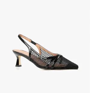 Women's Sling Back Kitten Heel In Black