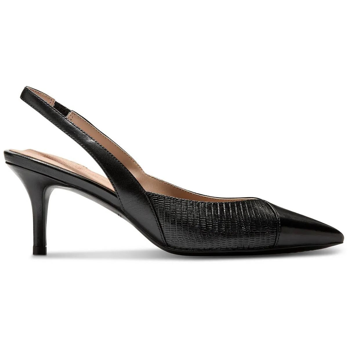 Womens Snake Print Leather Slingback Heels