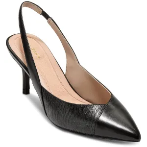 Womens Snake Print Leather Slingback Heels
