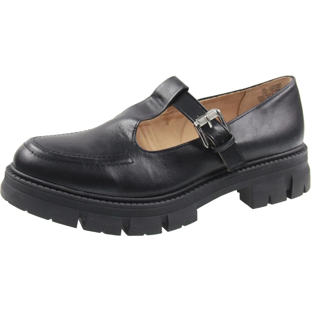 Womens Solid Faux Leather Loafer Heels