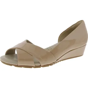 Womens Solid Leather Wedge Heels