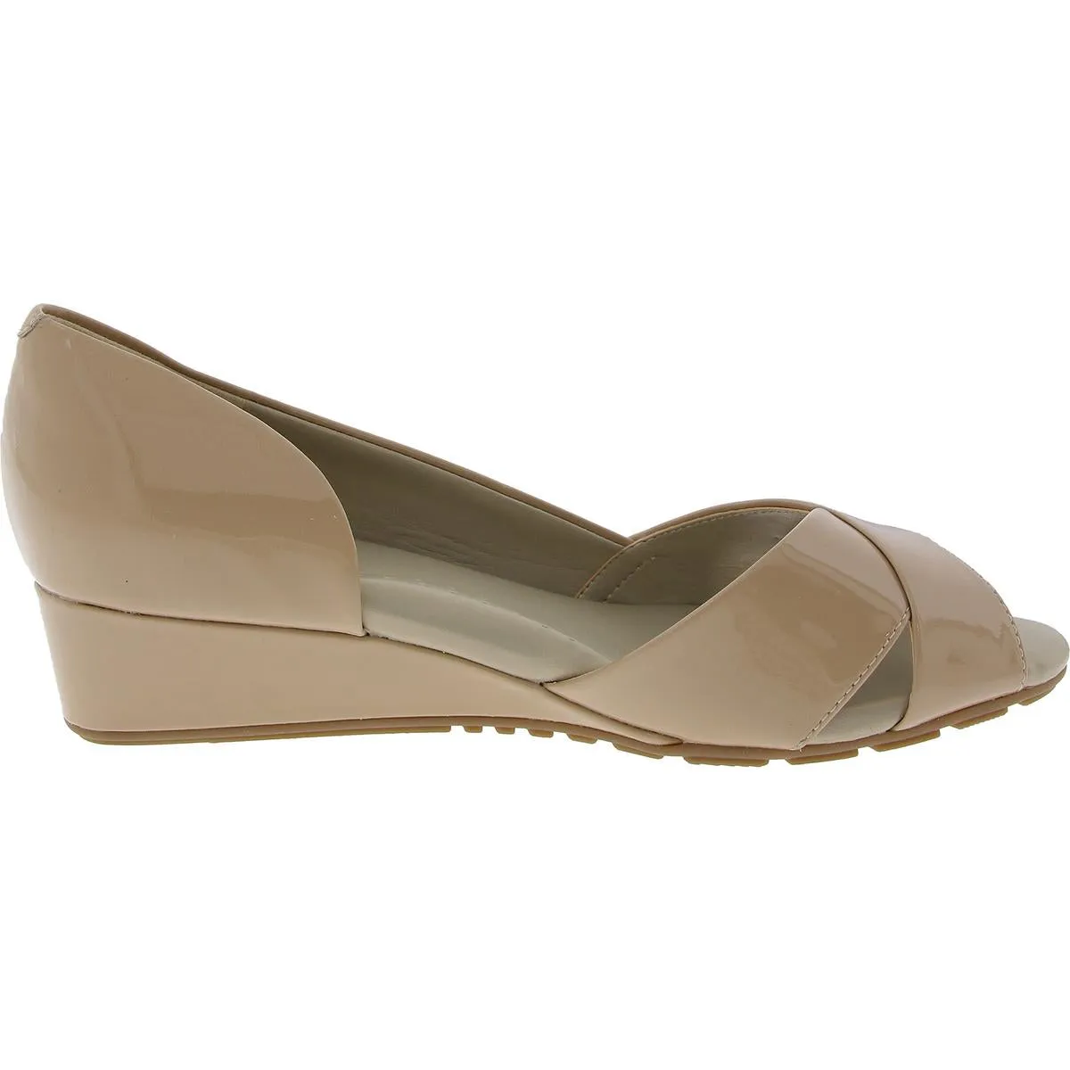 Womens Solid Leather Wedge Heels