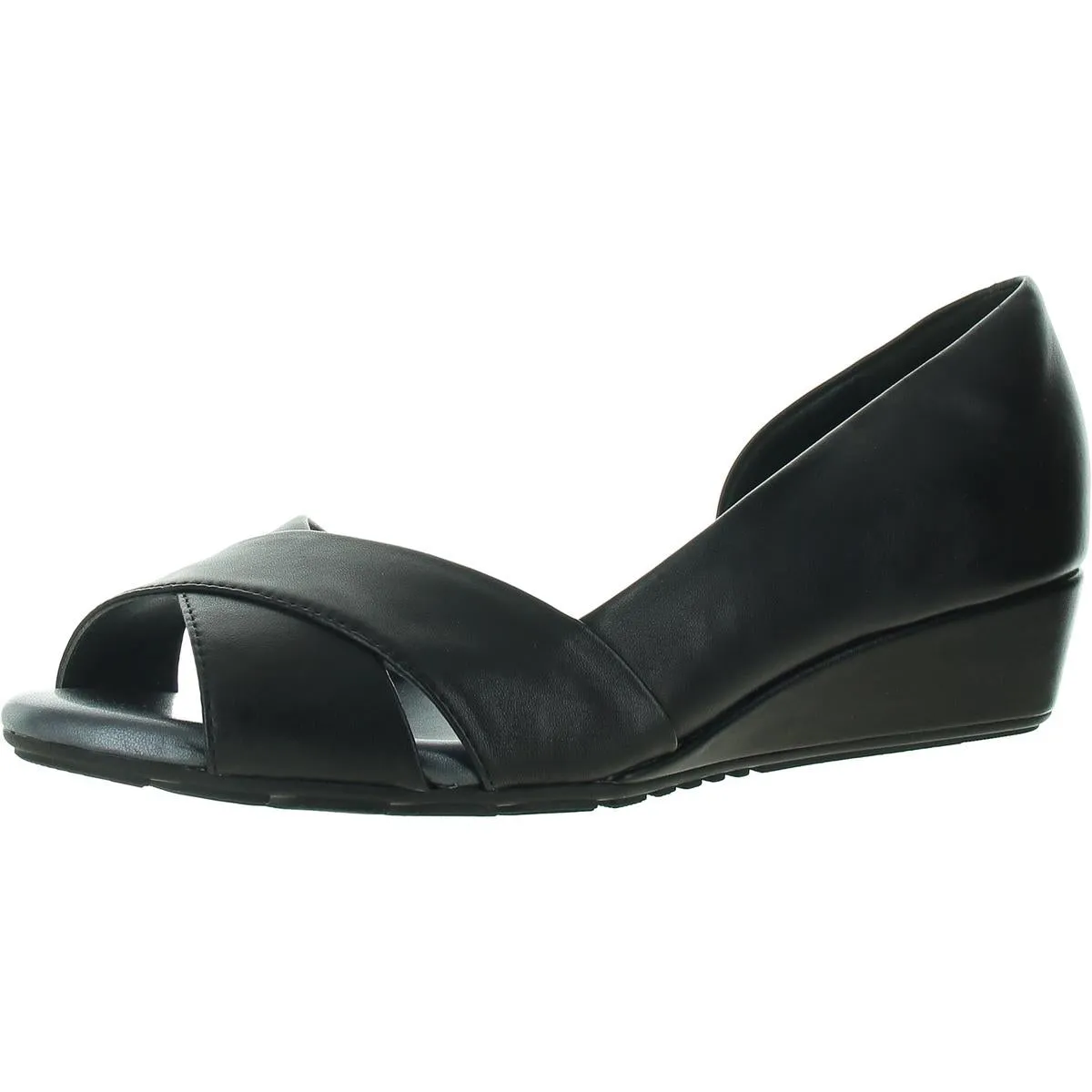 Womens Solid Leather Wedge Heels