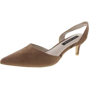 Womens Solid Vegan Suede  Slingback Heels