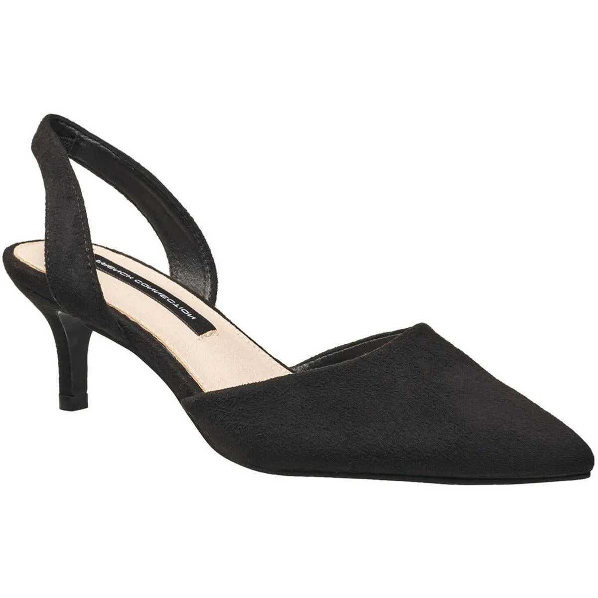 Womens Solid Vegan Suede  Slingback Heels